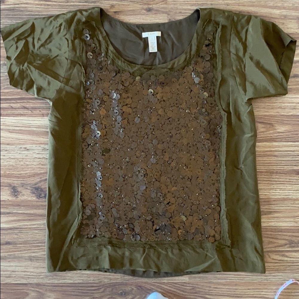 J Crew Seqins Silk Tee
